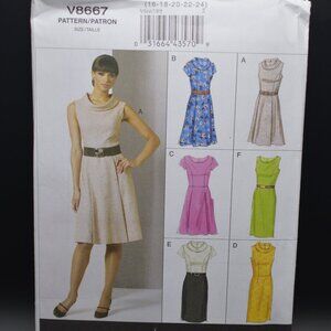 Vouge Pattern V8667 Womens 6 Dress Size 8-24